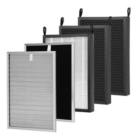 5 Pack Replacement Filter Set Compatible with Nuwave OxyPure 47001,47002,47003,47004 Air Purifier for 1 SS Pre,1 Ozone Removal,3 HEPA/Carbon Filters