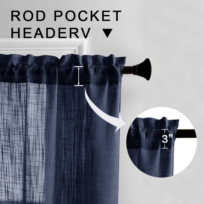 XTMYI Blue Cafe Curtains for Kitchen Window 36 Inch Length