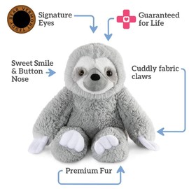Vermont Teddy Bear Sloth Plush - Oh So Soft Sloth Stuffed Animal, Gray, 18 Inch