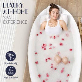 Full Body Bath Pillow for Bathtub, Thick Bathtub Cushion with Laundry Bag, Luxury Tub Pillow for Bath for Headrest Neck and Back Support White 60" x 16"