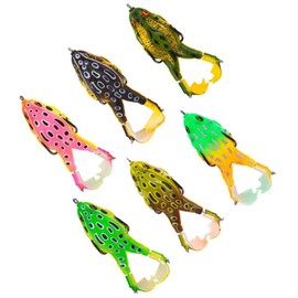 6 x Frog Bait Fishing Bait Kit Thunder Ray Frog Topwater Double Propeller Legs Lifelike 3D Eyes Crankbait Artificial Float Bait Hook Gear Tackle Fresh Saltwater