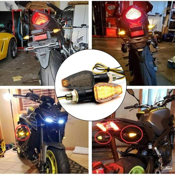 PeakParts Amber 14LED Motorcycle Turn Lights Signals Blinker Indicator For
