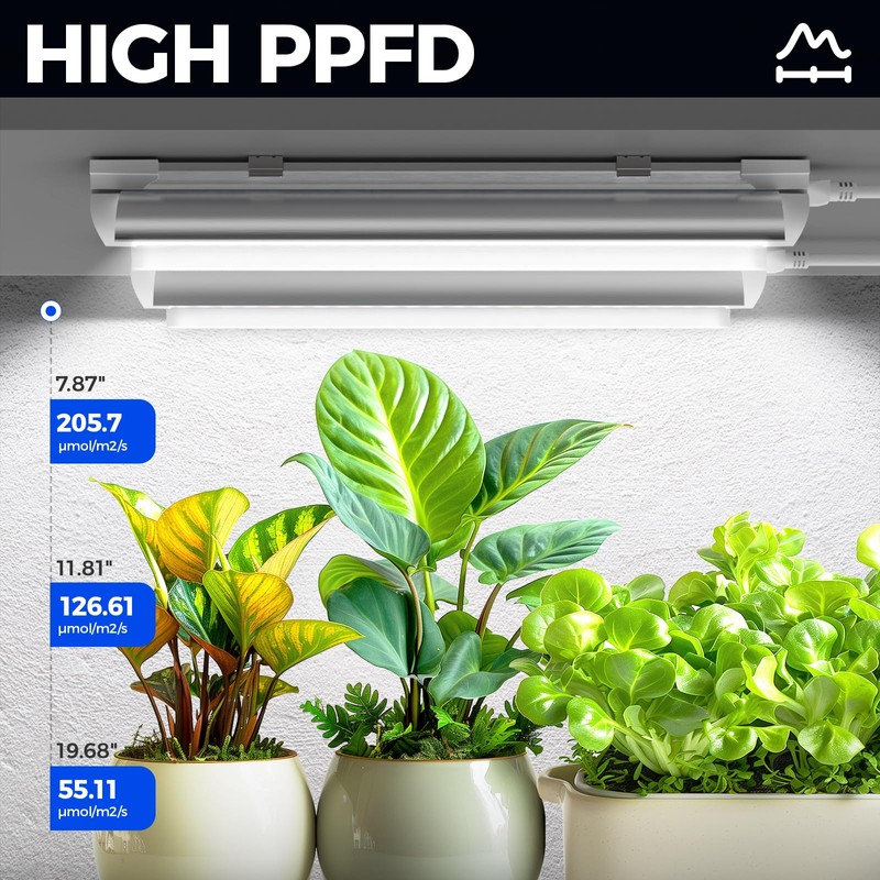 Barrina T8 Grow Lights for Indoor Plants, 5000K White Full