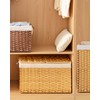 SETVSON Storage Basket with Lid Wicker Baskets for Storage with