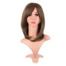 MapofBeauty 16 Inch/40 cm Side Bangs Synthetic fiber Hair High temperature Heat Resistant Fashion Bob Wig (Brown)