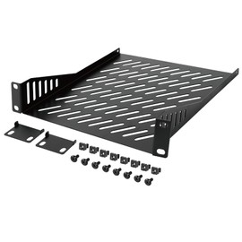 Tecmojo 1U Rack Mount Shelf for 10" width Server Rack, 7.87" Deep Vented Cantilever Tray, Metal Shelf for Network Cabinet, Server Enclosure, Enhanced Airflow, Black