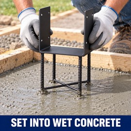 U-Shaped Wet Concrete Post Base Anchor for 7.5 x 7.5 Inch Wood Posts, Q235 Steel Bracket