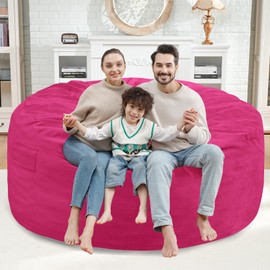 SIMFLAG 5Ft Bean Bag Chair, Memory Foam Filling Bean Bag Chairs with Velvet Cover, Removable and Machine Washable Cover, Giant Bean Bag Chair for Adult - Pink