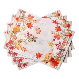 Maison d' Hermine Placemats 100% CottonSet of 4 Dinner Placemat, Decorative Washable Cloth Placemat, Dining, Buffet Parties & Camping, Amarante - Thanksgiving/Christmas