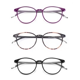 Lumiha 3-Pack Blue Light Blocking Reading Glasses for Women, Lightweight Readers Glasses (Black+purple+tortoiseshell, 2.25, x)