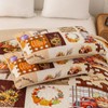 Menghomeus Happy Thanksgiving Quilt Set Queen Fall Harvest Bedspread Patchwork