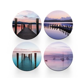 4 x Round Lake District Coasters - England GB Travel Set Theme Women House Warming Circle Drinks Kitchen Table Decoration Décor Gift #77913