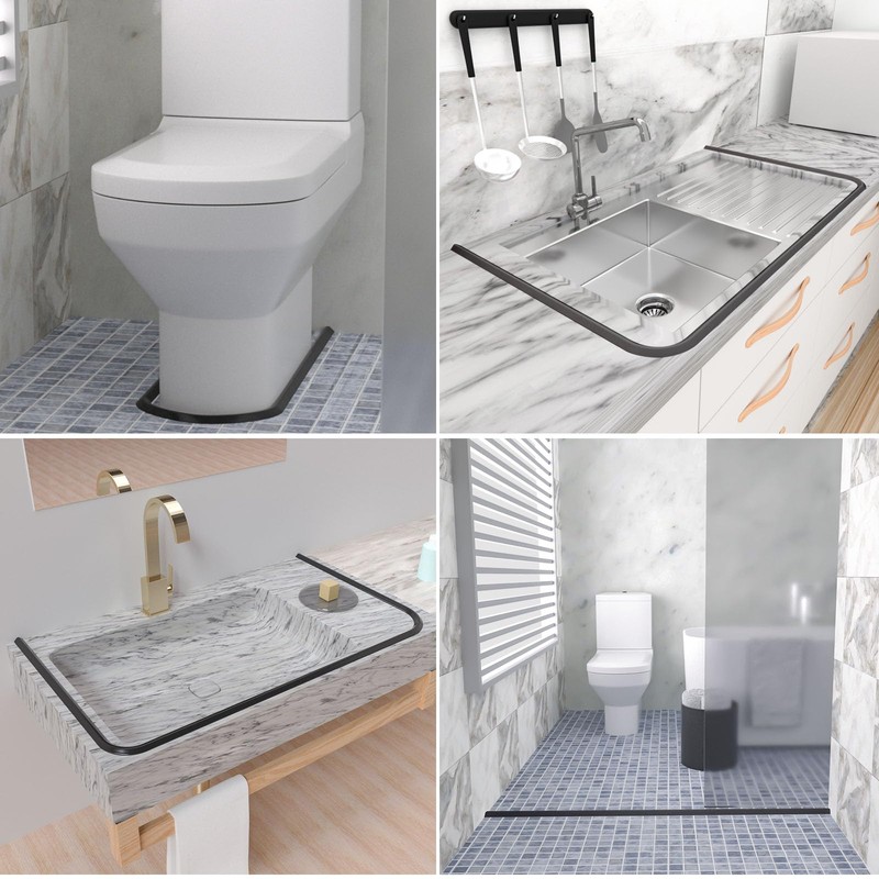 Duzzy 67 Inch Collapsible Shower Water Dam, Shower Threshold Water