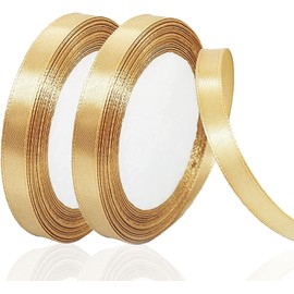 Gold Satin Ribbon,Fabric Satin Ribbons,Solid Polyester Ribbon,Silk Satin Roll Satin Ribbon,2 Pack Polyester Fabric Ribbons,Fabric Ribbons Satin Ribbons Solid Polyester Ribbon for Gift Wrapping