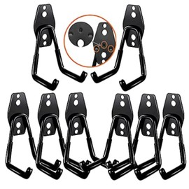 3-H Heavy Duty Garage Hooks [8 Pack] - 3-Round Welding Tech Holds 22lbs More - Thickened Steel Wall Mount for Ladders, Tools & Storage - Rustproof Utility Hardware