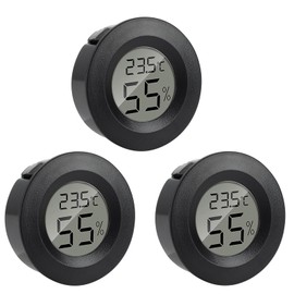 Reptile Thermometer Hygrometer, Digital hygrometer thermometer Gauge for Incubators Breeding Boxes Terrariums Hygrometer for Lizards Spiders Tortoises, Switchable Celsius/Fahrenheit Black (3)