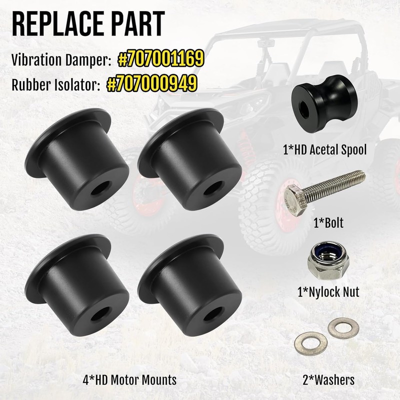 for Can-Am Solid Motor Mounts Kit Isolator Damper #707001169 707000949