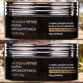 Farm Stay Eye Area Care Eye Patch 24K Gold Peptide Solution Ampoule Eye Patches 2 Pieces 90g 60 Pieces / 팜스테이 눈가 관리 눈 패치 24K 골드 펩타이드 솔루션 앰플 아이패치 2개 90g 60개입