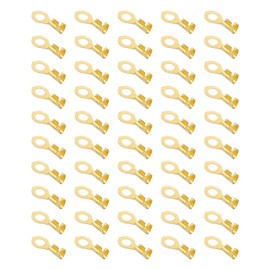 PATIKIL 50pcs Copper Ring Terminals for Connecting M4 Wire Cables Copper Open Valley Wiring Cable Lugs Non-Insulated Kit for Lighting Grounding