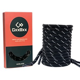 GxxBxx Outdoor Hiking Boot Round Shoelaces (Black, 55 inches/ 140cm)