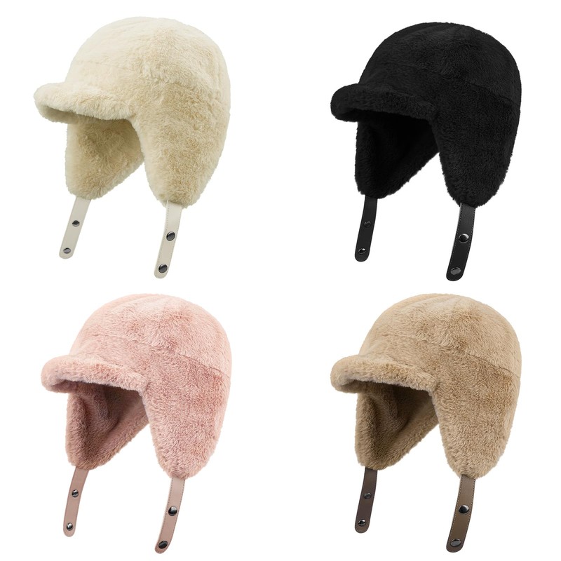 Clakllie Ushanka Trapper Cap with Earflaps Russian Hat for Women