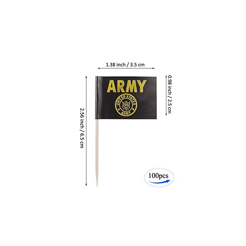 JBCD US Army Flag Gold Crest Toothpick Flag Mini Small