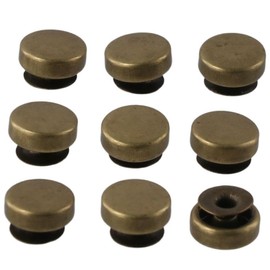 YYlingx 32Pcs 10mm Bronze Flat Head Screw Back Leather Buckle Hardware Button Cap Rivets Metal Purse Feet Studs DIY Craft