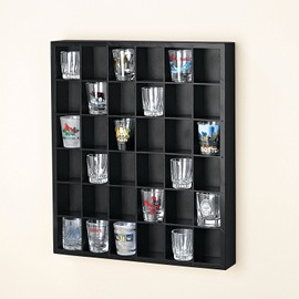 Jumbl Wood Shot Glass Wall Curio Display case - Black…