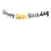 Happy 34th Birthday Banner Decoration, Black and Gold Happy 34th