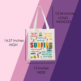 MNIGIU Surfer Gift Surfing Life Tote Bag Surfing Lovers Gift Surfer Player Gift Surfing Coach Gift (Surfing Tote)