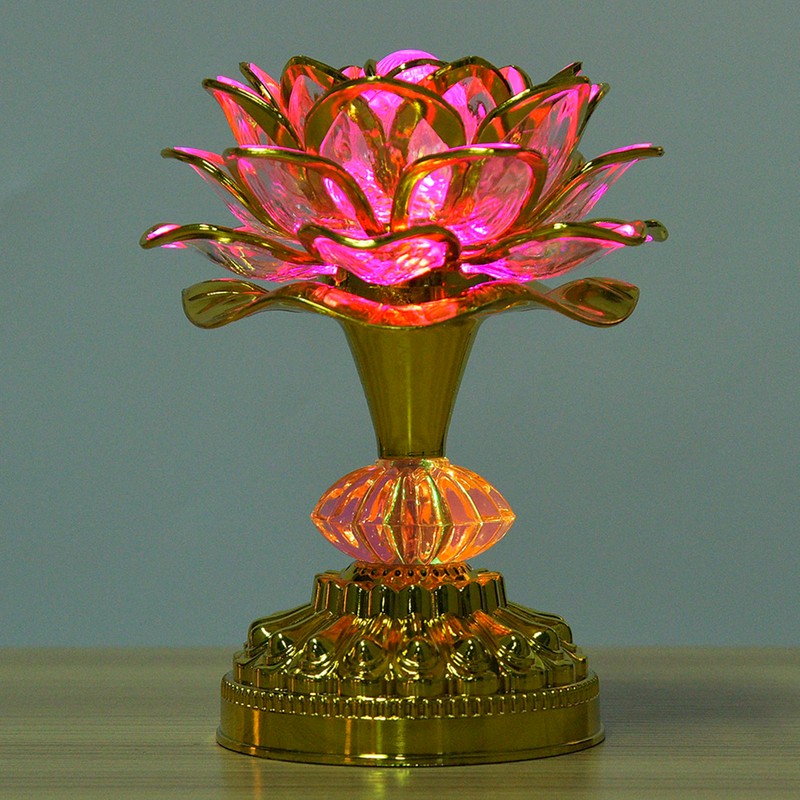 LED Multicolor Buddhist Lotus Lamp with 13 Different Buddhist Songs
