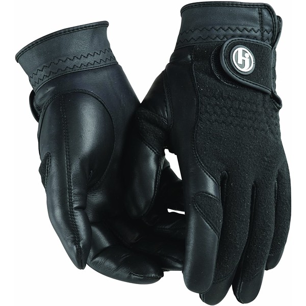 HJ Glove Men's Black Winter Performance Golf Glove, Medium/Large, Pair