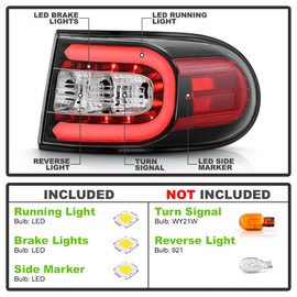 ACANII -For Black 2007-2014 Toyota Fj Cruiser Lumiles LED Bar Tail Lights Brake Lamps 07 08 09 10 11 12 13 14 Left+Right