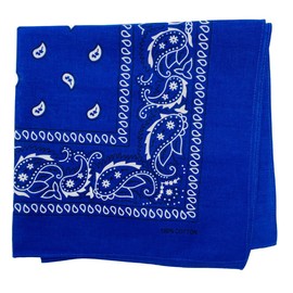 MDSTYLE 100% Cotton Bandana for Men & Women 22" x 22" Paisely Pattern Handkerchief Headband Scarf Dog (Royal Blue)
