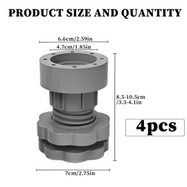 Pack of 4 Washing Machine Foot Pads, Non-Slip Vibration Damper Pads, Vibration Damper Washing Machine Feet Pad, Washing Machine Rubber Feet for Washing Machines Dryers, Adjustable Height 8.5 - 10.5 cm