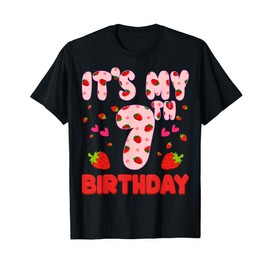 Kids 7 year old Strawberry Birthday Girl Sweet Fruit 7th T-Shirt