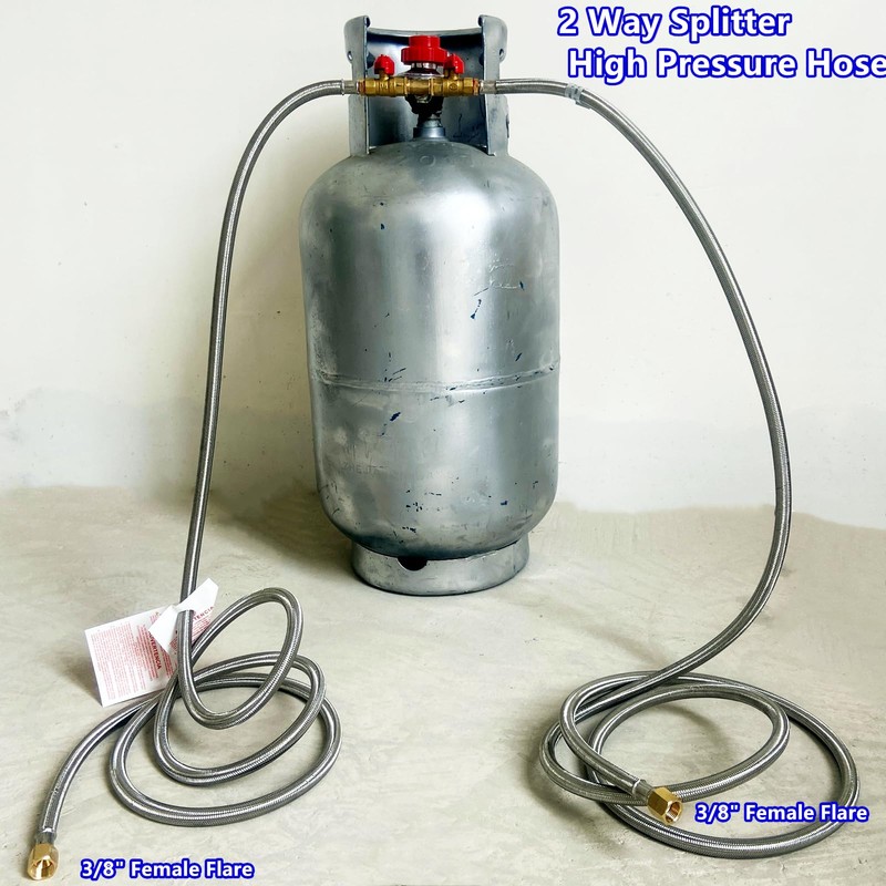 MCAMPAS 0-20 Psi Adjustable Propane Regulator with Hose. 8 Feet