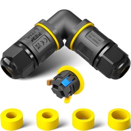 PEBA Cable Connector Waterproof Junction Box IP68 Junction Box for Outdoor Use L-Shape 3-Pin for Diameter 4 mm - 12 mm Cable Diameter for Garden Outdoor Waterproof Black