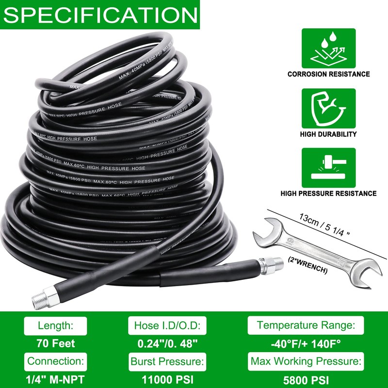 WEST BAY 70 FT Sewer Jetter Kit for Pressure Washer,