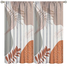 Aesthetic Room Darkening Blackout Curtains,Geometric Minimalist Boho Design with Moon Phases Long Rainbow Earth Tones Boho Grommet Drapes for Living Room Dining Room Bedroom 2 Panel Set 52x84in