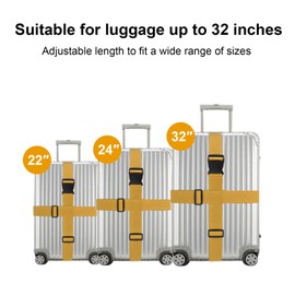 4Pcs Luggage Straps for Suitcase Travel Accessories Luggage Belt with Buckle Closure, Adjustable Luggage Belt for Travel Bag Closure, Luggage Security(Yellow)