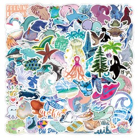 100PCS Marine Life Stickers, Cute Vinyl Marine Life Vinyl Stickers, Water Bottle Laptop Luggage Phone Stickers, Suitable For Teenagers, Boys, And Girls