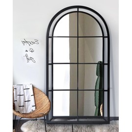 WAMIRRO 28"X53" Arched Mirror,Wall Mirror Decorative Black Window Pane Mirror Decor for Wall/Fireplace/Entryway/Hallway/Living Room/Bathroom