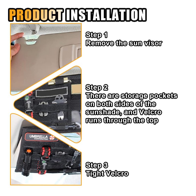 Tactical Molle Car Sun Visor Organizer, Large Molle Visor Panel