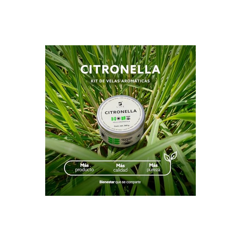 Velas de Citronela, Kit de 2 Velas Naturales de Soya