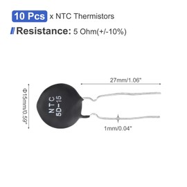 sourcing map 10 Pcs NTC 5D-15 5 Ohm MF72 Power Direct Heat Type Negative Temperature Coefficient Thermistor Temperature Sensors