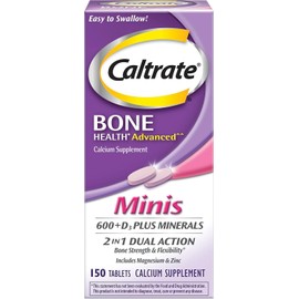 Caltrate Minis 600+ D3 Plus Minerals Calcium & Vitamin D Supplement, 150 Tablets