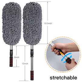 IPELY 3 Pack Large Microfiber Car Duster Exterior Scratch Free with Extendable, Car Duster Interior Multipurpose dust Cleaning