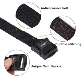 Ayaport Lashing Straps with Buckles Adjustable Cam Buckle Tie Down Cinch Strap for Packing Black 4 Pack