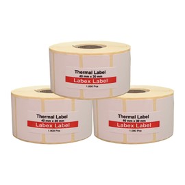 Direct Thermal Labels 40 x 30 mm | Zebra Labels - Thermal Labels - 3 Rolls of 3,000 Pieces - Thermal Printer Labels - Address Labels, Thermal Label (3 Rolls)
